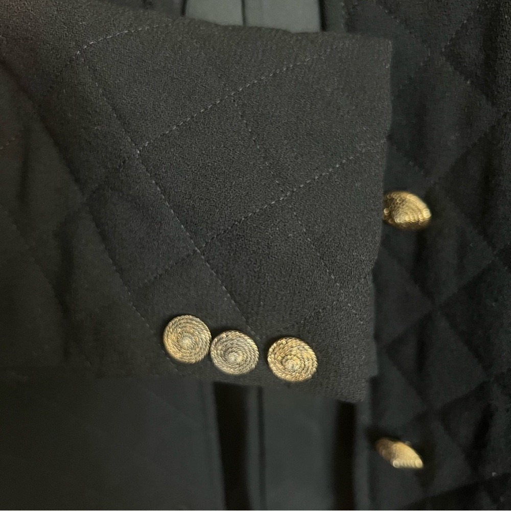 VTG Jaeger Jacket/Blazer SZ 12 BLK Quilted Retro Classic Cropped Button Up - Picture 5 of 13